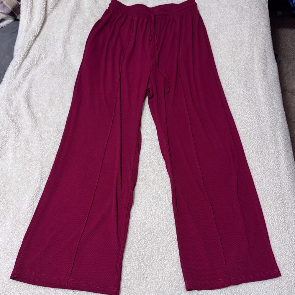 Amazon Women's Wide Leg Pants - Burgundy